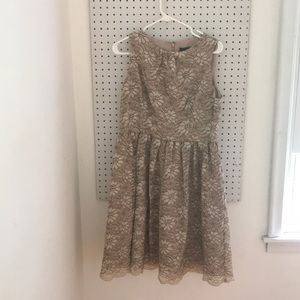 Shimmery cream and black cocktail dress